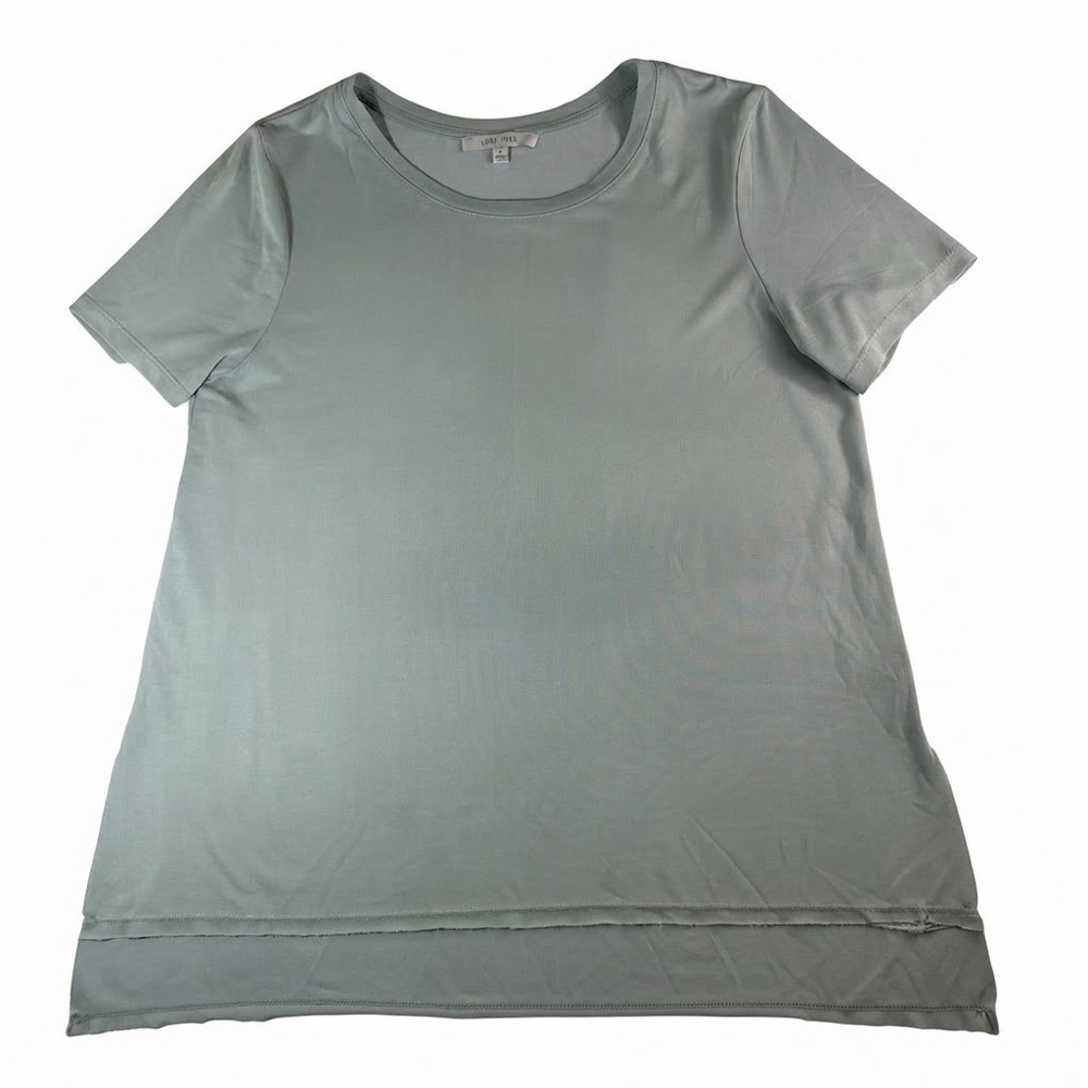 Love Tree Sage Green T-Shirt Raw Edge Hem Short Sleeve Basic Tee Women's Size S